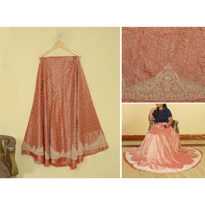 Sanskriti Vintage GoldPeach Pure Silk Unstitched Lehenga Hand Embroidery Zardozi