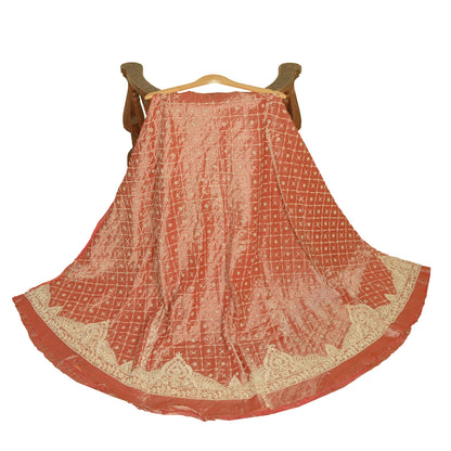 Sanskriti Vintage GoldPeach Pure Silk Unstitched Lehenga Hand Embroidery Zardozi