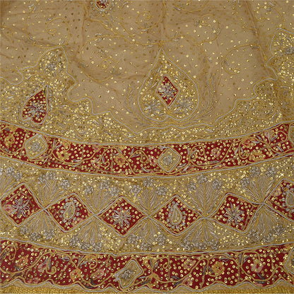 Sanskriti Vintage Golden Pure Silk Stitched Lehenga Hand Embroidered Zardozi