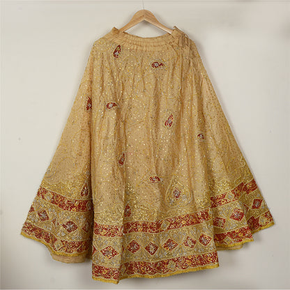 Sanskriti Vintage Golden Pure Silk Stitched Lehenga Hand Embroidered Zardozi