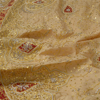 Sanskriti Vintage Golden Pure Silk Stitched Lehenga Hand Embroidered Zardozi