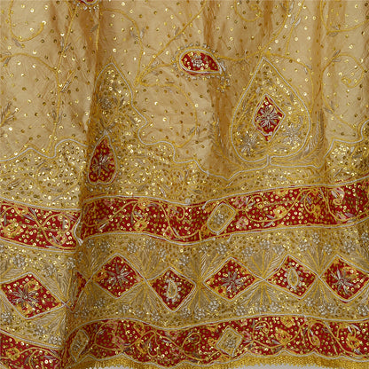 Sanskriti Vintage Golden Pure Silk Stitched Lehenga Hand Embroidered Zardozi