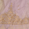 Sanskriti Vintage Pink Net Unstitched Lehenga Hand Embroidered Zardozi Dabka