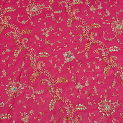 Sanskriti Vintage Pink Georgette Unstitched Lehenga Hand Embroidered Stones Zari