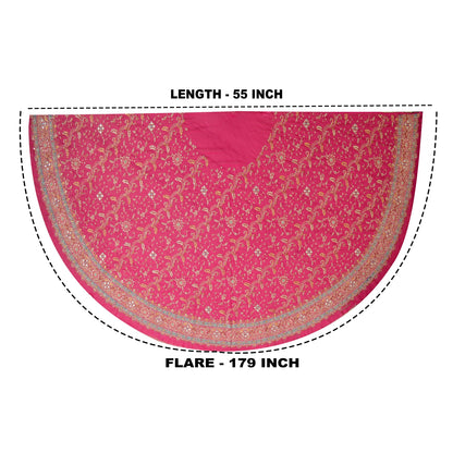 Sanskriti Vintage Pink Georgette Unstitched Lehenga Hand Embroidered Stones Zari