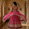 Sanskriti Vintage Pink Georgette Unstitched Lehenga Hand Embroidered Stones Zari