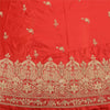 Sanskriti Vintage Red 100% Pure Silk Unstitched Lehenga Hand Embroidered Zardozi