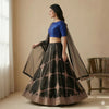 Sanskriti Vintage Net Black Unstitched Lehenga Wedding Hand Embroidered Zardozi