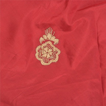 Sanskriti Vintage Red 100%Pure Silk Unstitched Lehenga Hand Embroidered Zardozi