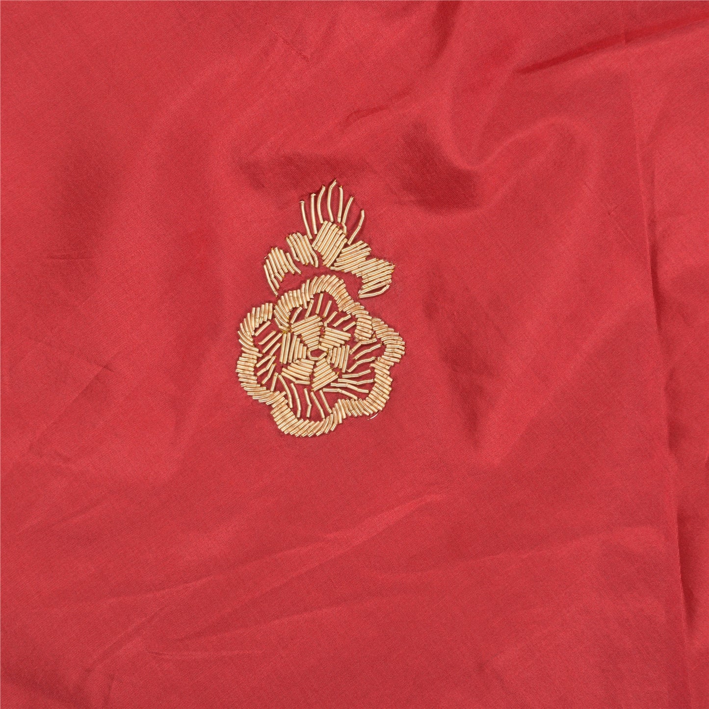 Sanskriti Vintage Red 100%Pure Silk Unstitched Lehenga Hand Embroidered Zardozi