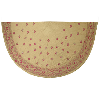 Sanskriti Vintage Golden-Beige Pure Silk Unstitched Lehenga Hand Embroidered