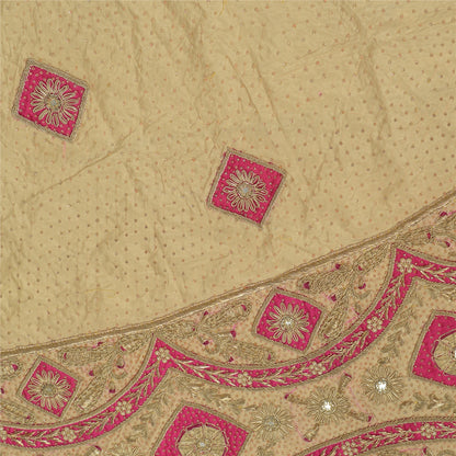 Sanskriti Vintage Golden-Beige Pure Silk Unstitched Lehenga Hand Embroidered