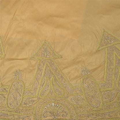 Sanskriti Vintage Golden Beige Art Silk Stitched Lehenga Hand Embroidery Zardozi
