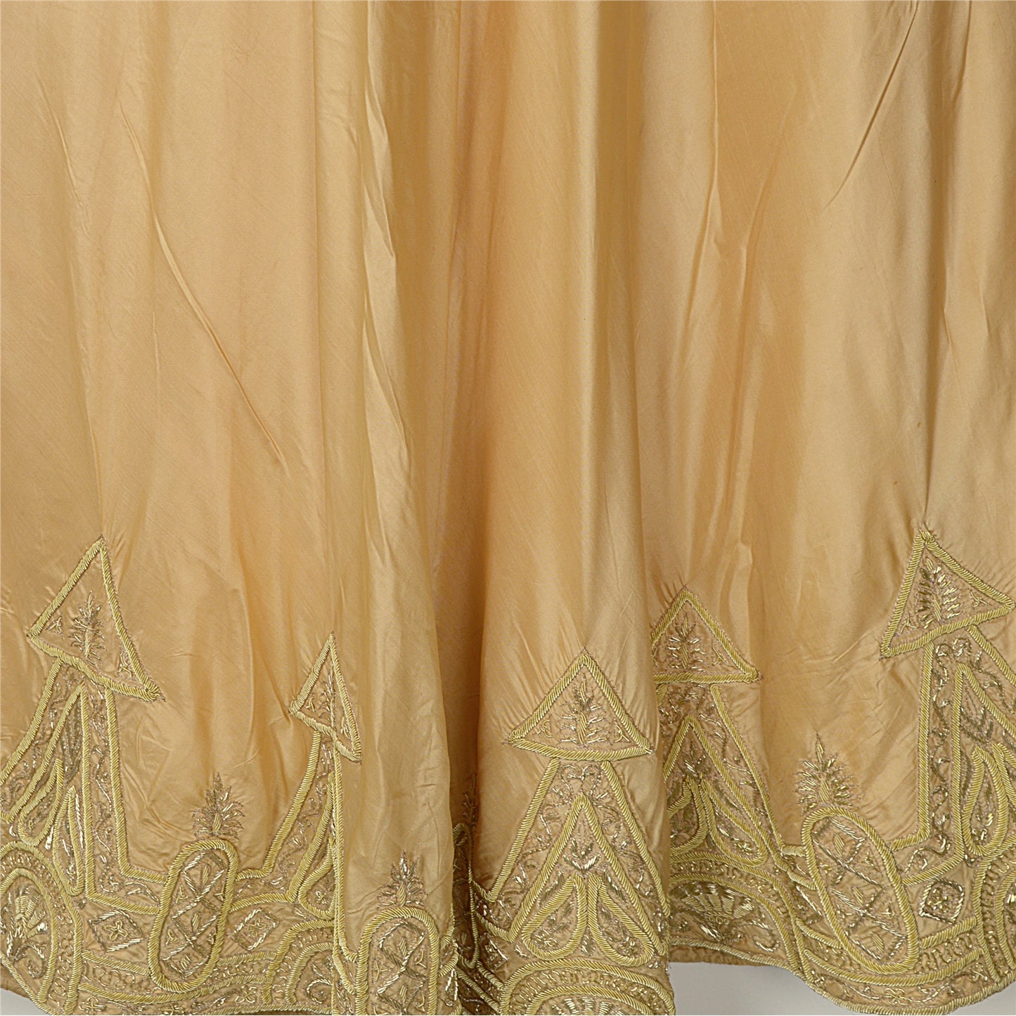 Sanskriti Vintage Golden Beige Art Silk Stitched Lehenga Hand Embroidery Zardozi
