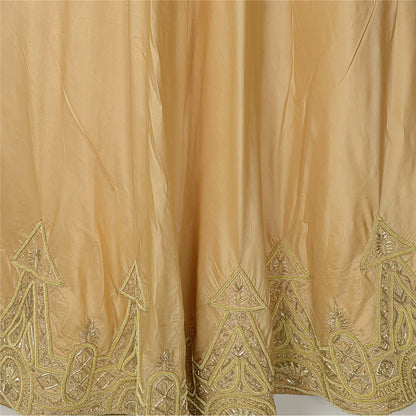 Sanskriti Vintage Golden Beige Art Silk Stitched Lehenga Hand Embroidery Zardozi