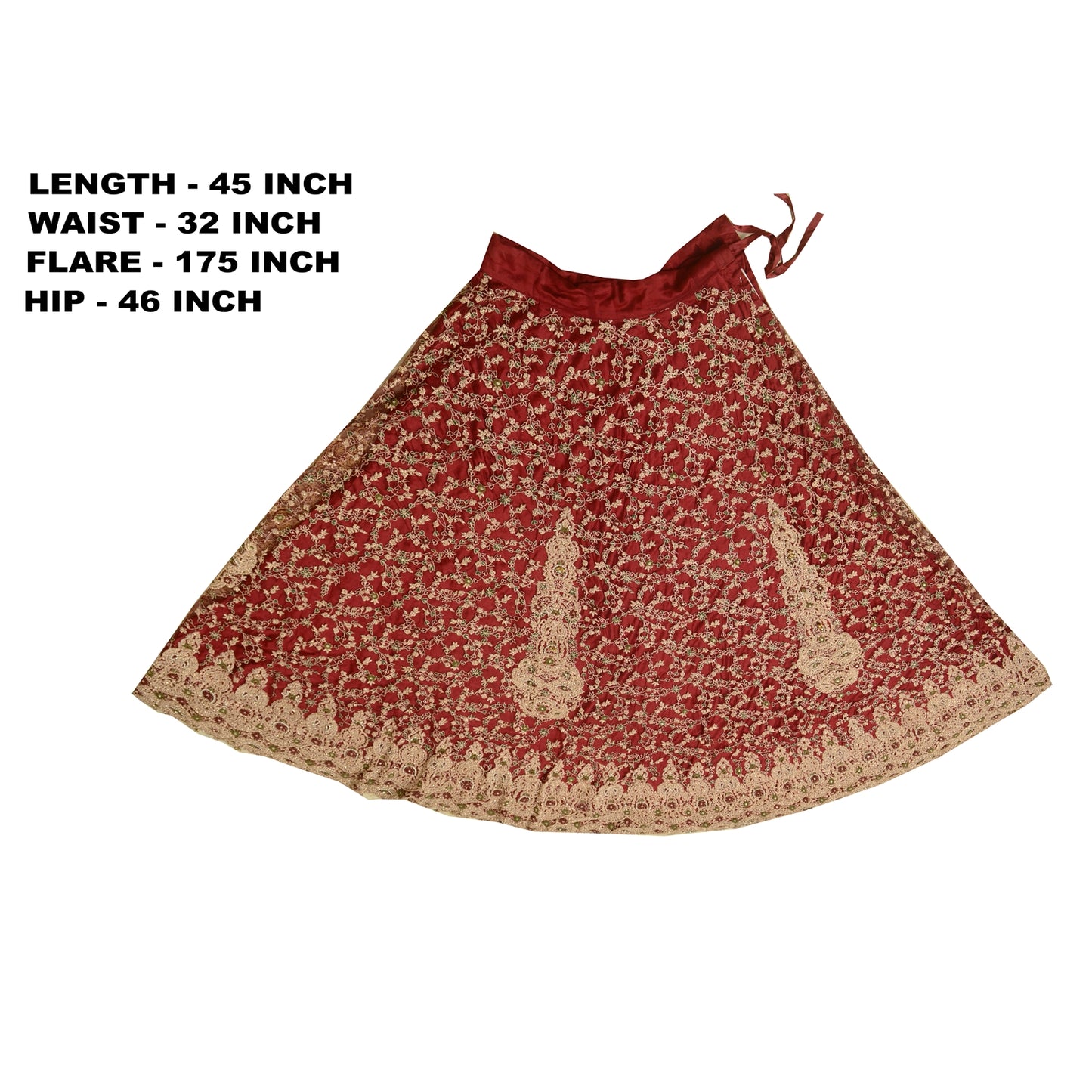 Sanskriti Vintage Dark Red Net Stitched Lehenga Hand Embroidery Zardozi Dabka