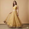 Sanskriti Vintage Golden Net Stitched Lehenga IndiaHand Embroidery Zardozi Dabka