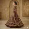 Sanskriti Vintage Dark Red Net Unstitched Lehenga Hand Embroidered Zari Zardozi