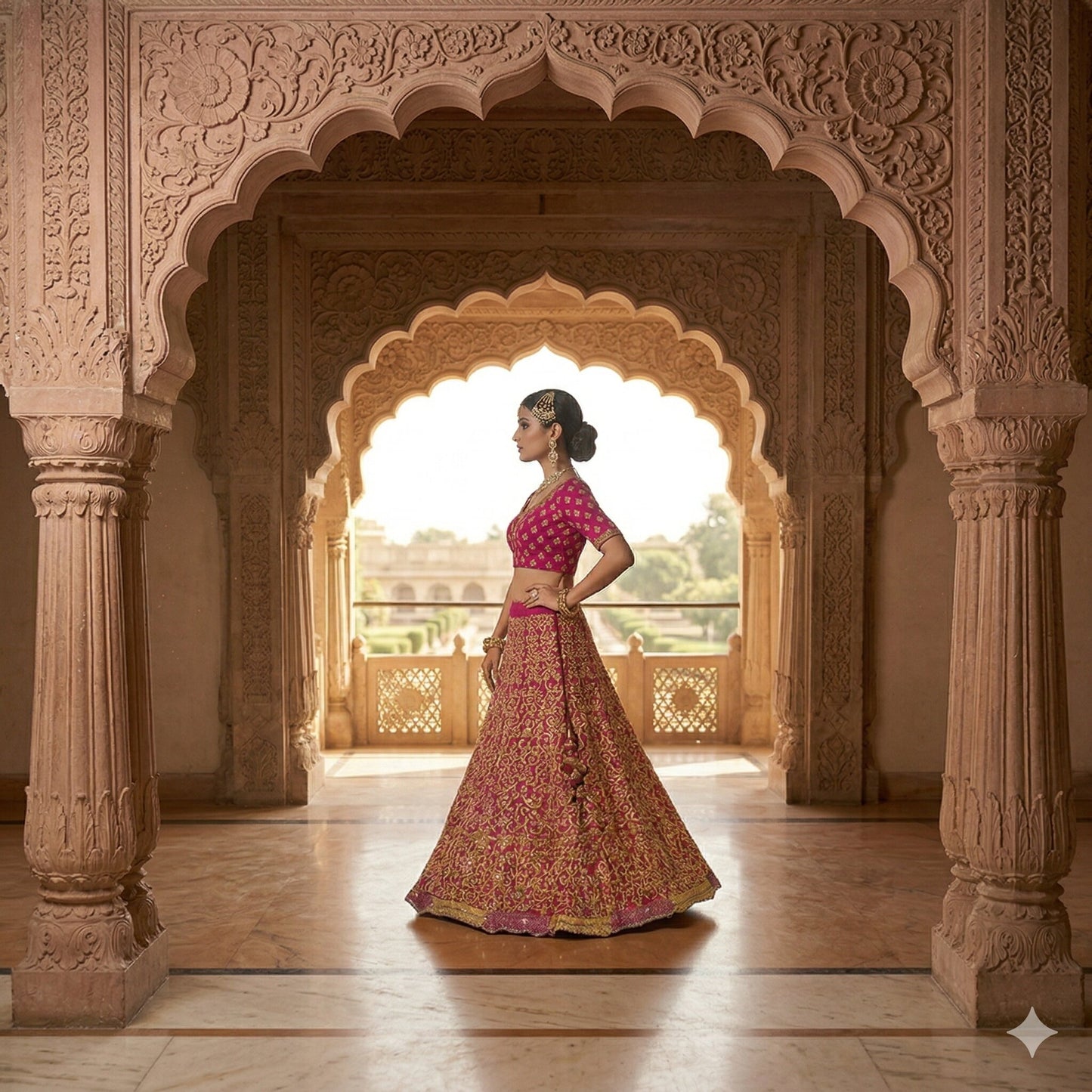 Sanskriti Vintage Pink Georgette Stitched Lehenga Hand Embroidery Thread Knotted