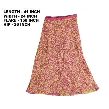Sanskriti Vintage Pink Georgette Stitched Lehenga Hand Embroidery Thread Knotted