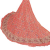 Sanskriti Vintage Peach Georgette Unstitch Lehenga Hand Embroidery Zardozi Stone