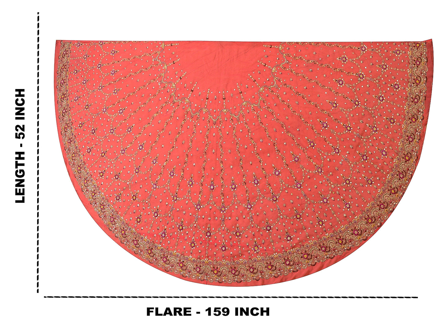 Sanskriti Vintage Peach Georgette Unstitch Lehenga Hand Embroidery Zardozi Stone