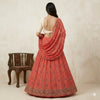 Sanskriti Vintage Peach Georgette Unstitch Lehenga Hand Embroidery Zardozi Stone