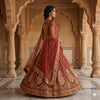 Sanskriti Vintage Red Georgette Unstitched Lehenga Hand Embroidery Zardozi Dabka