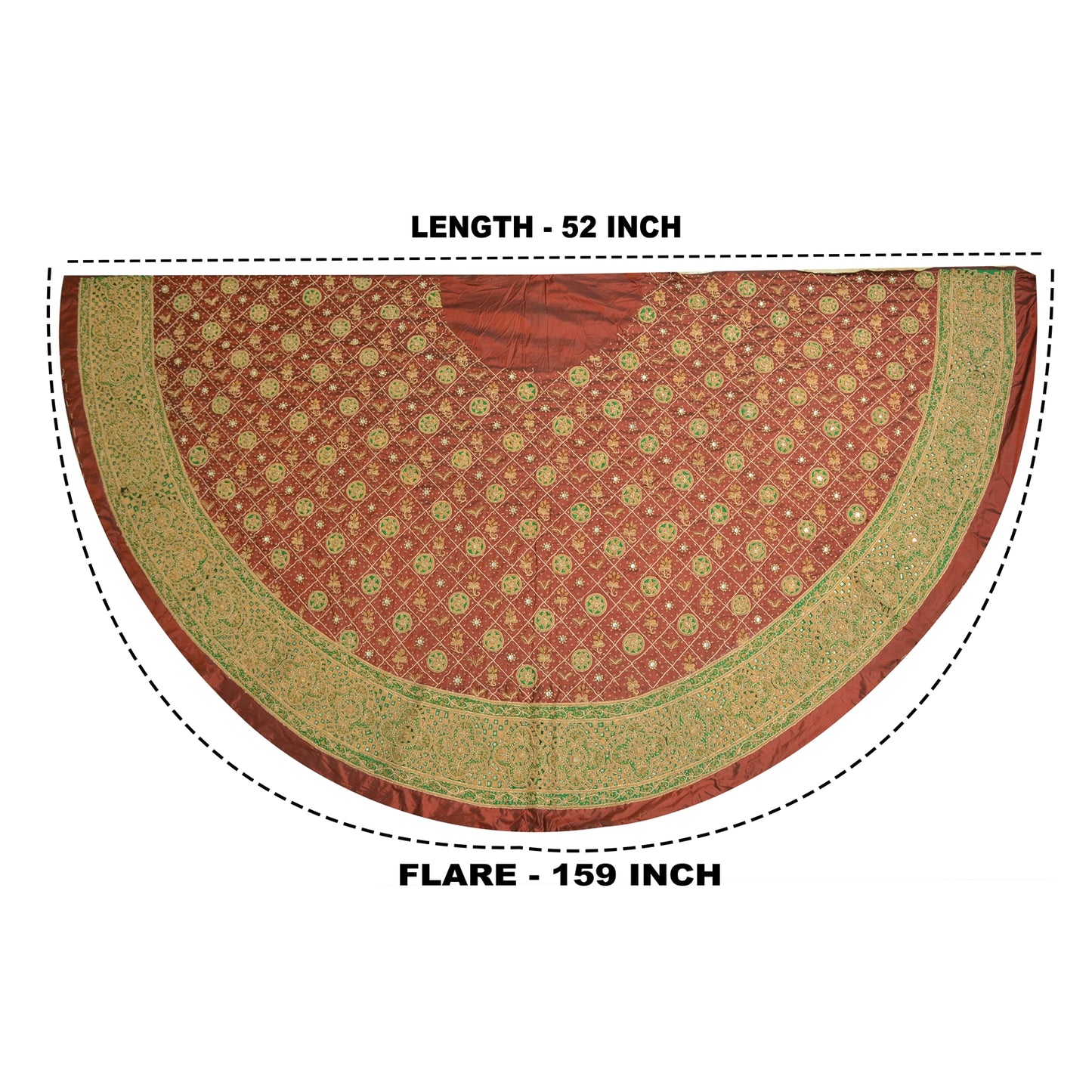Sanskriti Vintage Orange Pure Silk Unstitched Lehenga Hand Embroidered Zardozi