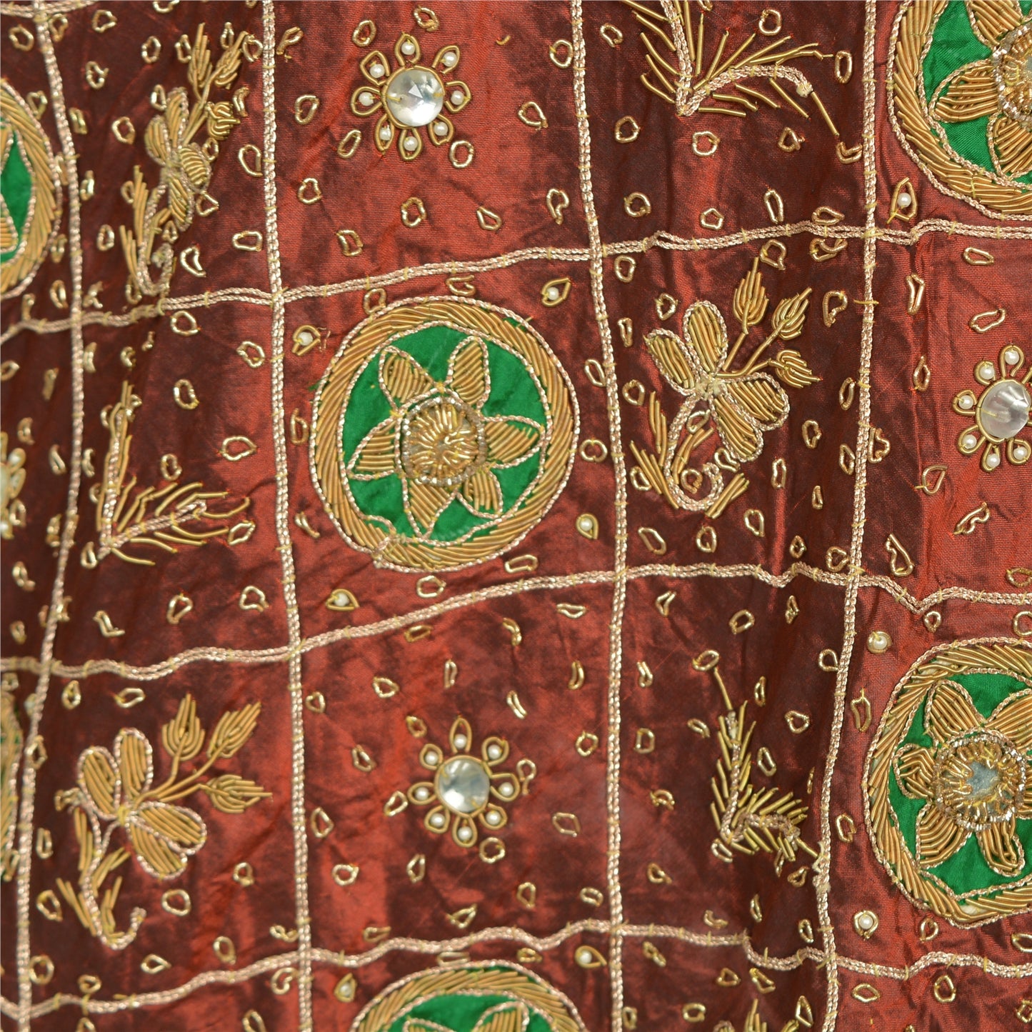 Sanskriti Vintage Orange Pure Silk Unstitched Lehenga Hand Embroidered Zardozi