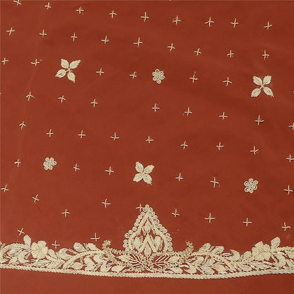 Sanskriti Vintage Brown Art Silk Unstitched Lehenga Hand Embroidery Zardozi Bead