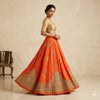 Sanskriti Vintage Orange Pure Silk Unstitched Lehenga Hand Embroidered Zardozi