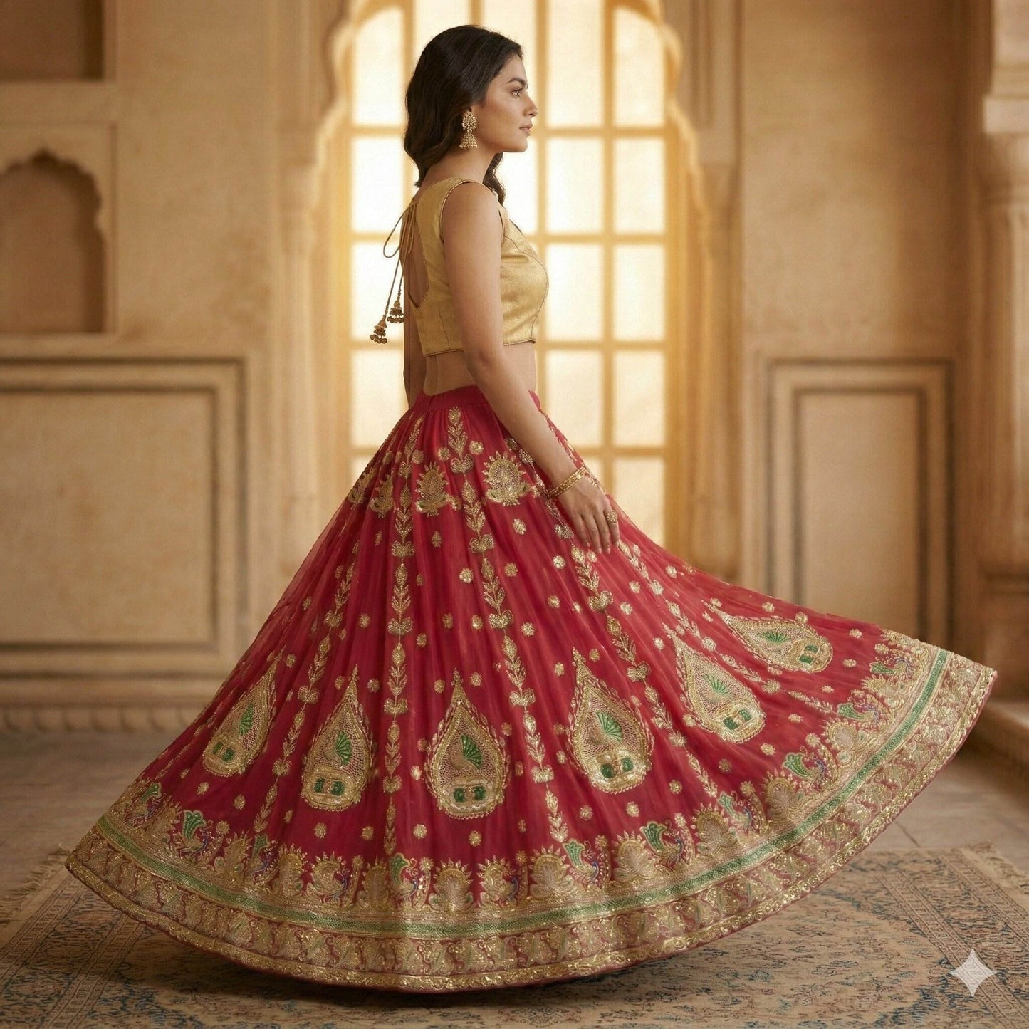 Sanskriti Vintage Pink Georgette Stitch Lehenga Peacock Zari Zardozi Embroidered