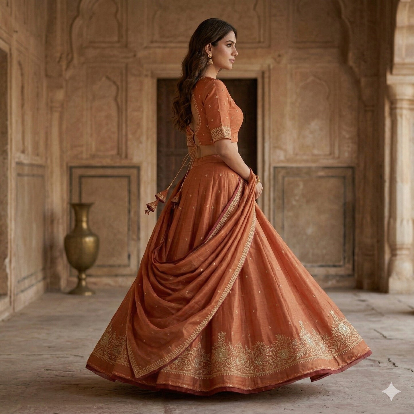 Sanskriti Vintage Red Pure Silk Unstitch Lehenga Hand Embroidery Zardozi Sequins