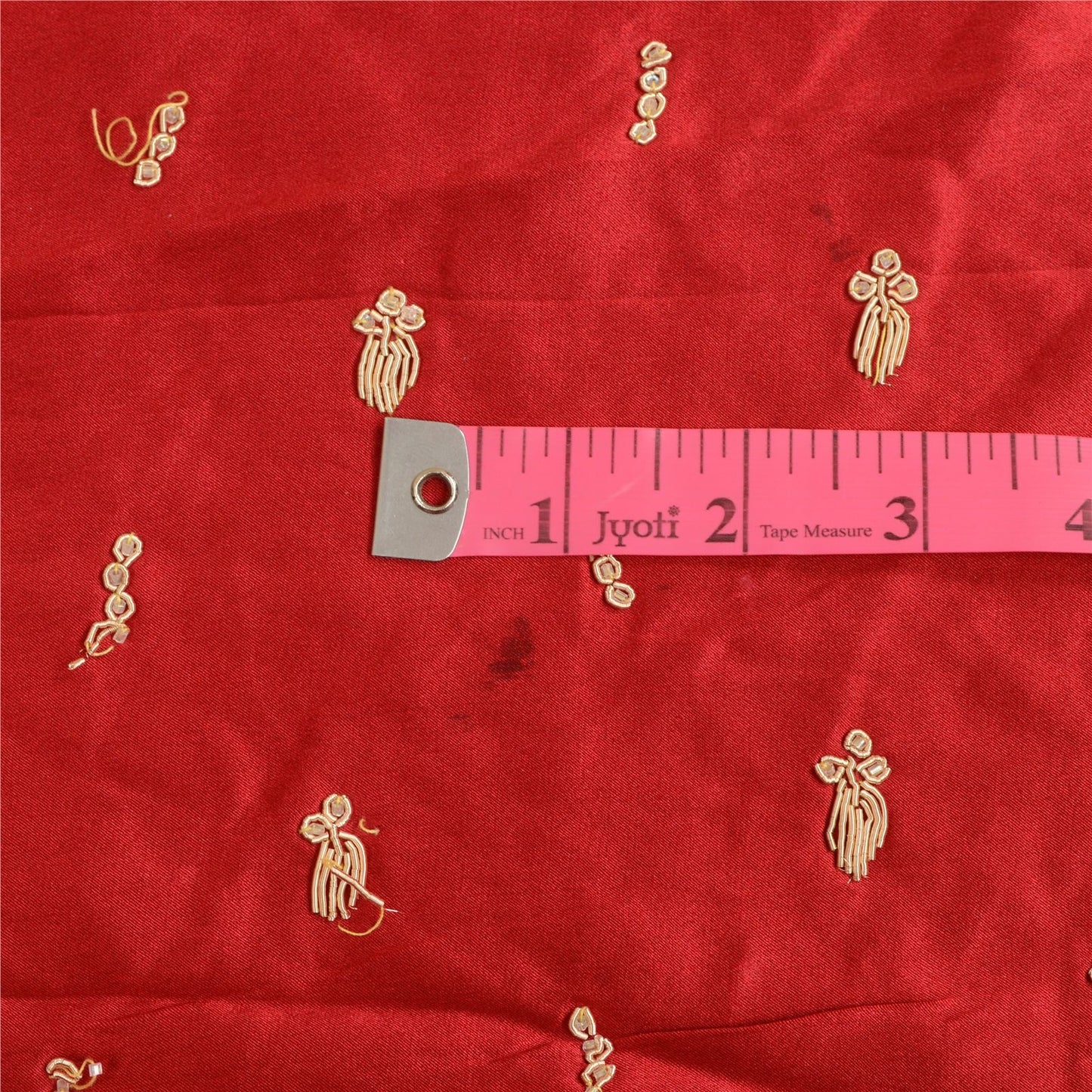 Sanskriti Vintage Red 100% Pure Silk Unstitched Lehenga Hand Embroidered Zardozi