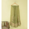 Sanskriti Vintage Green Net Mesh Unstitched Lehenga Hand Embroidery Zardozi Zari