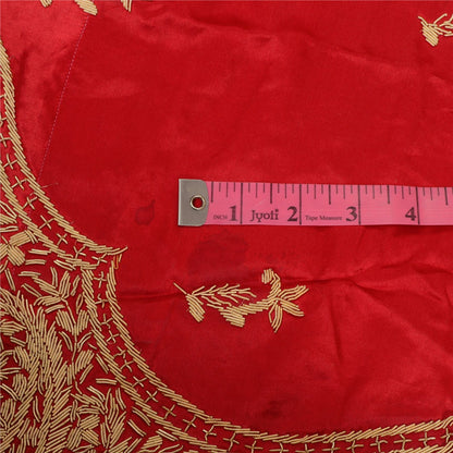 Sanskriti Vintage Red Pure Silk Unstitched Lehenga Hand Embroidery Antiq Zardozi