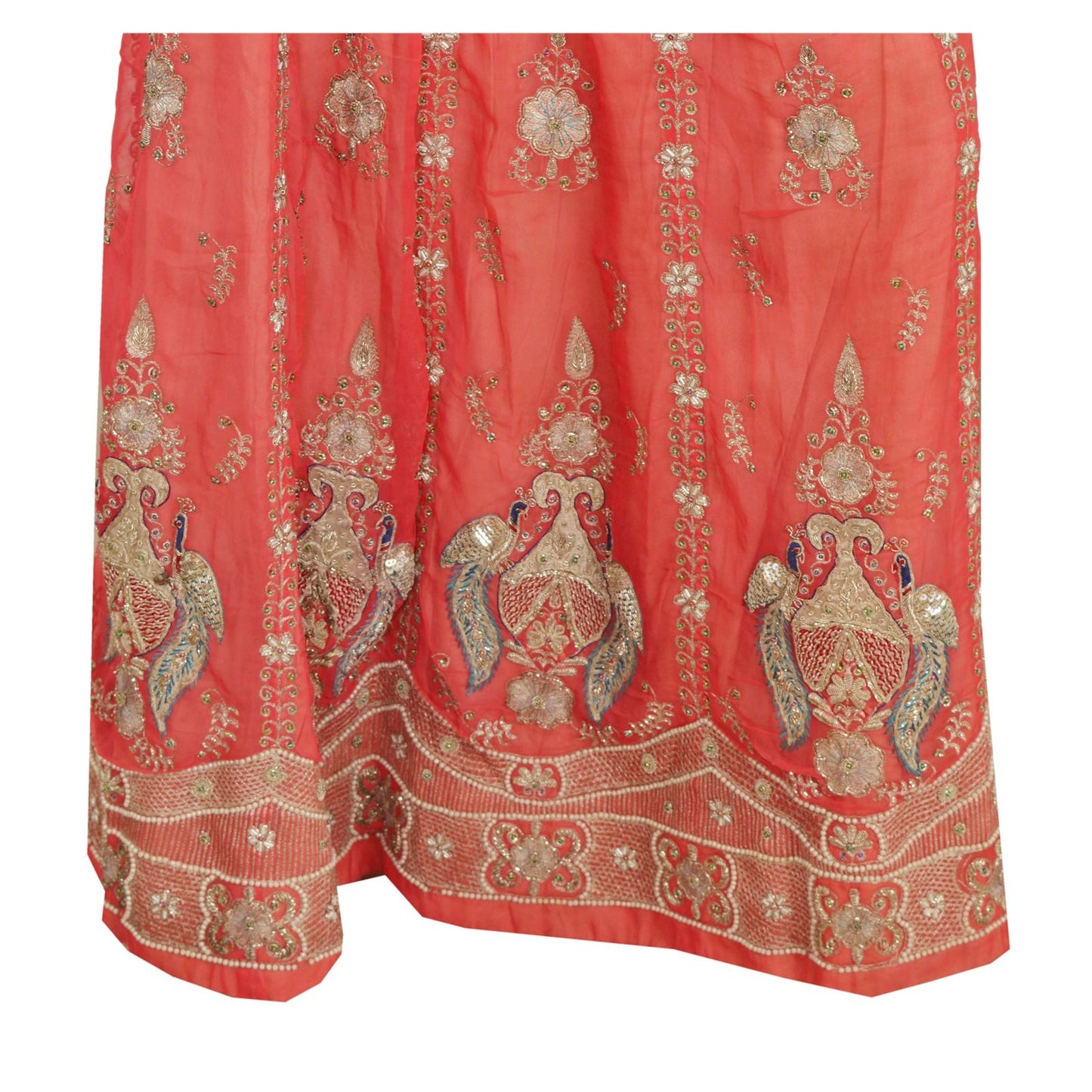 Sanskriti Vintage Peach Georgette Stitched Lehenga Hand Embroidery Zardozi