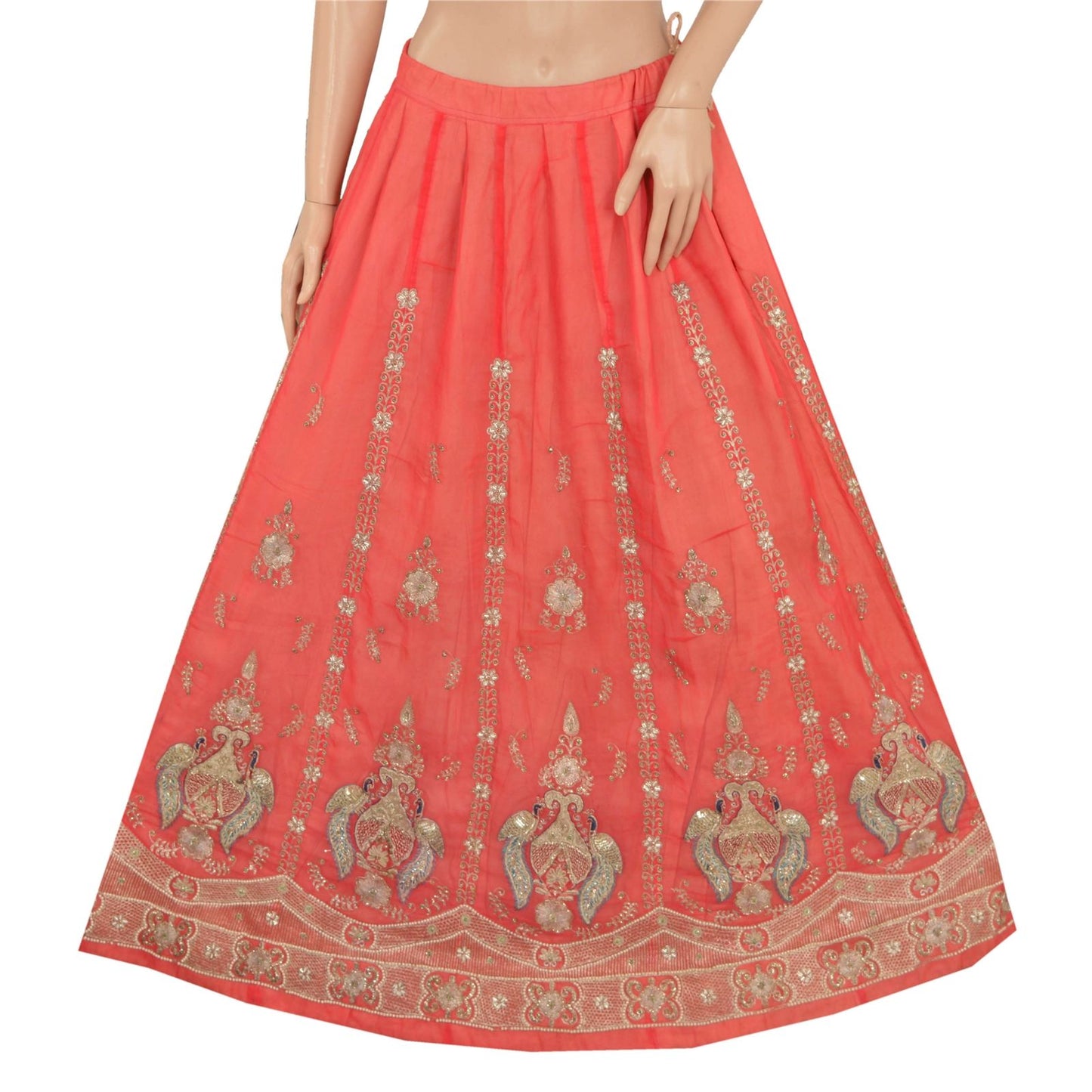 Sanskriti Vintage Peach Georgette Stitched Lehenga Hand Embroidery Zardozi