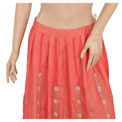 Sanskriti Vintage Peach Georgette Stitched Lehenga Hand Embroidery Zardozi