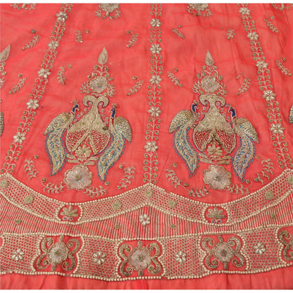 Sanskriti Vintage Peach Georgette Stitched Lehenga Hand Embroidery Zardozi