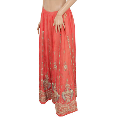 Sanskriti Vintage Peach Georgette Stitched Lehenga Hand Embroidery Zardozi