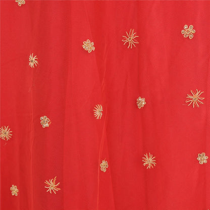 Sanskriti Vintage Red Net Stitched Lehenga Antique Hand Embroidery Zardozi Work