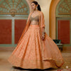 Sanskriti Vintage Peach Pure Silk Unstitched Lehenga Hand Embroidered Zardozi