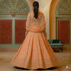 Sanskriti Vintage Peach Pure Silk Unstitched Lehenga Hand Embroidered Zardozi