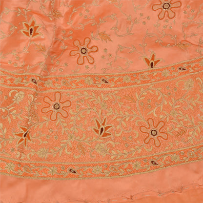 Sanskriti Vintage Peach Pure Silk Unstitched Lehenga Hand Embroidered Zardozi