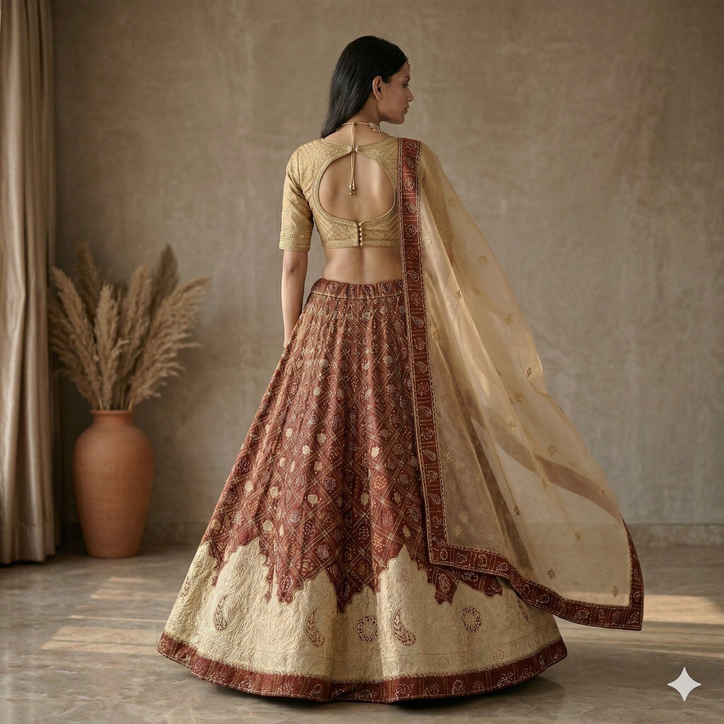 Sanskriti Vintage Red Pure Cotton Unstitch Lehenga Hand Made Bandhani Gharchola
