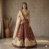 Sanskriti Vintage Red Pure Cotton Unstitch Lehenga Hand Made Bandhani Gharchola