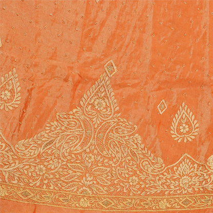 Sanskriti Vintage Peach Pure Silk Unstitched Lehenga Hand Embroidered Zardozi