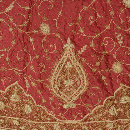 Sanskriti Vintage Red Pure Silk Stitched Lehenga Hand Embroidered Zardozi Dabka